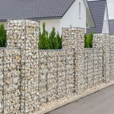 Cesto in gabbione zincato da 2,7 mm, dimensioni 2 x 1 x 1 m, 1,5 x 1 x 1 m, con cella in gabbione intrecciato, dimensioni 8 x 10 cm.